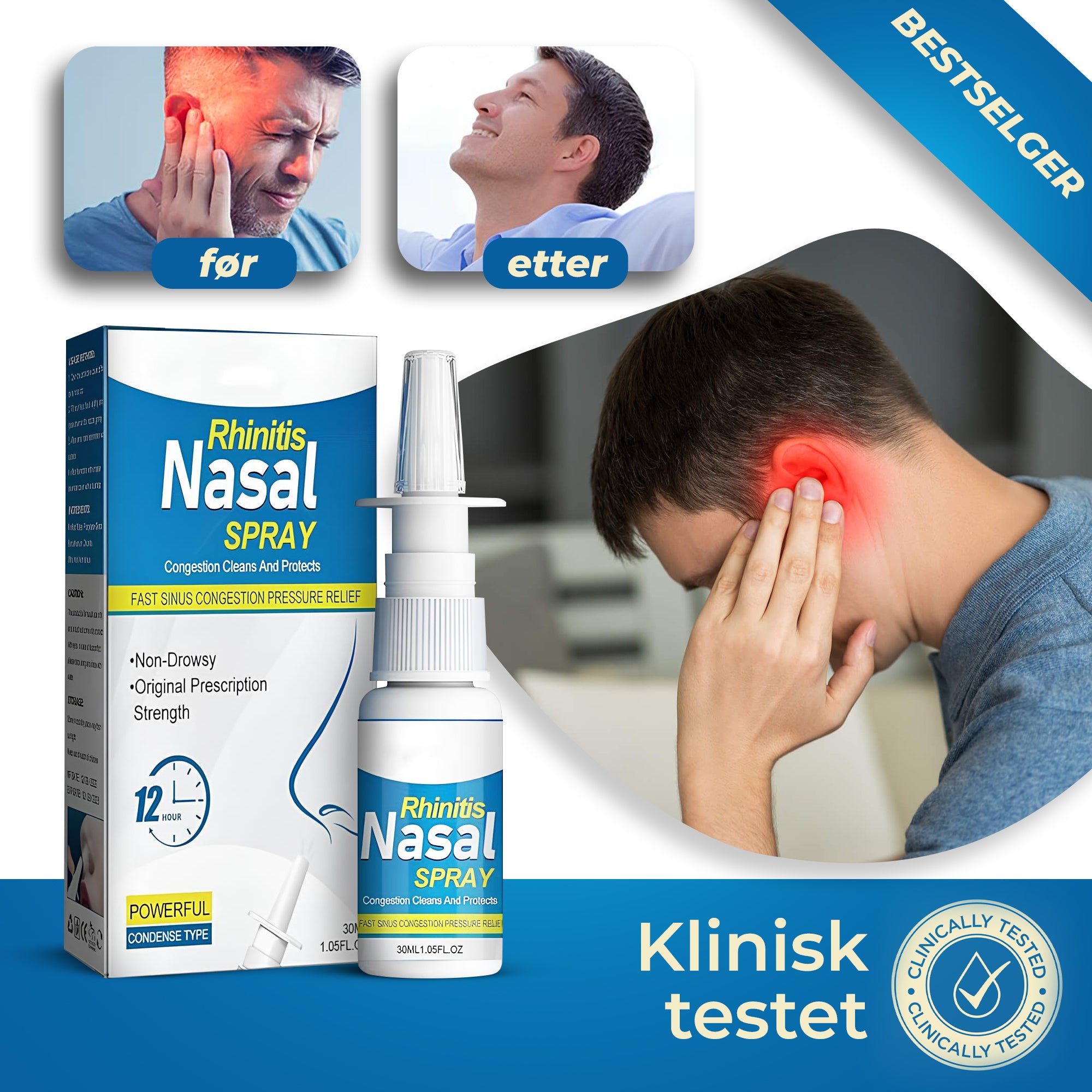 TinnEase™ - Nesespray | Lindrer Tinnitus og Bihuleproblemer Raskt på 4 Uker