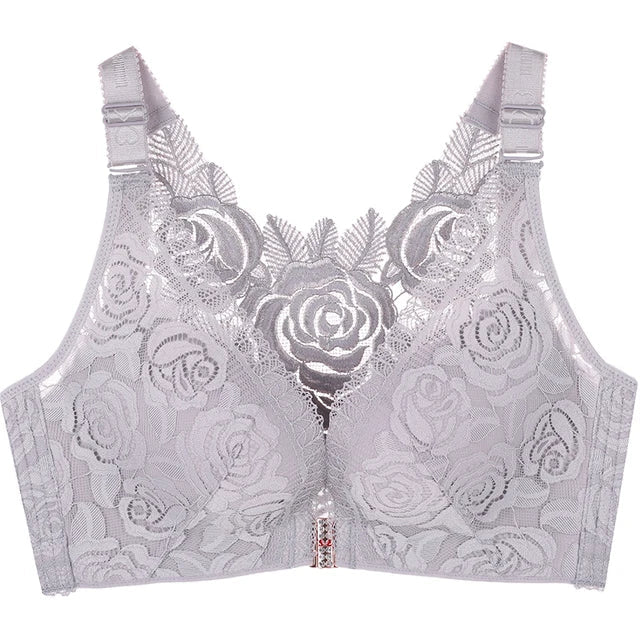 Blossom - Push up-bh med frontlukning og rosenbroderi | 30% Rabatt