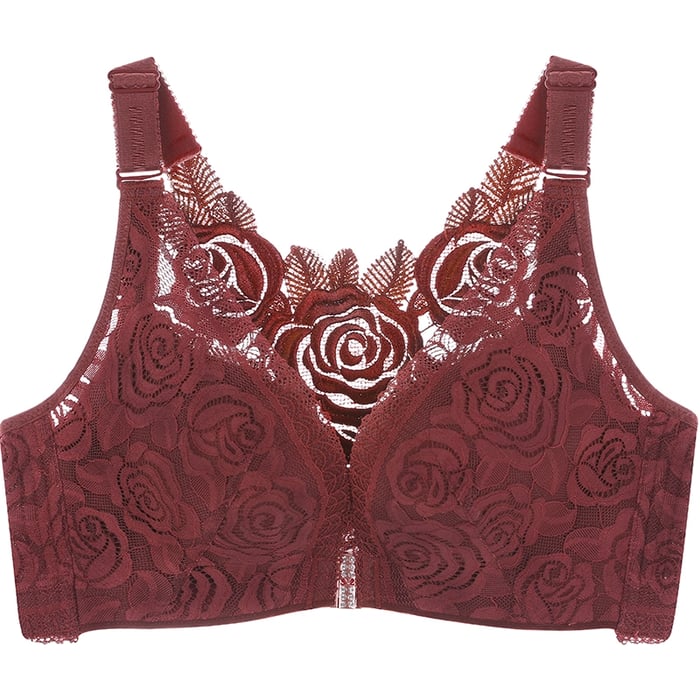 Blossom - Push up-bh med frontlukning og rosenbroderi | 30% Rabatt