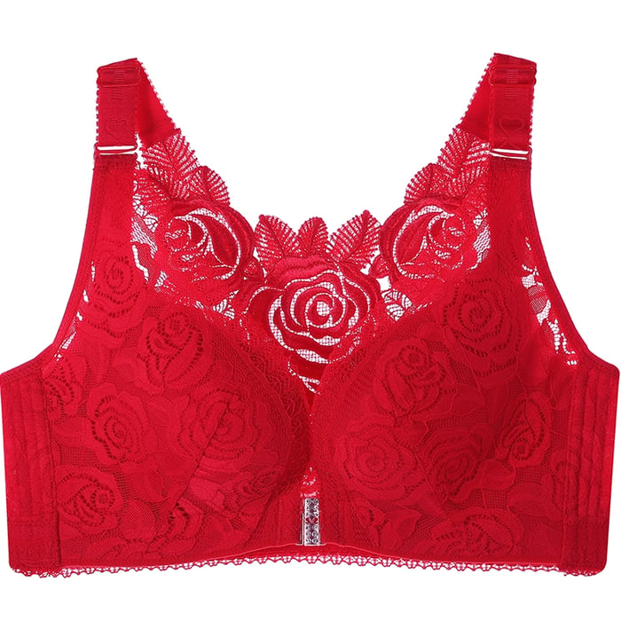 Blossom - Push up-bh med frontlukning og rosenbroderi | 30% Rabatt